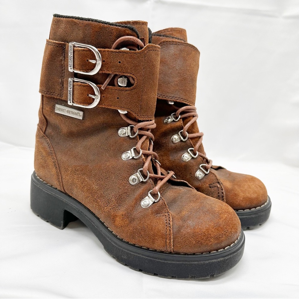 Harley Davidson Vintage leather heeled motorcycle boots size 6